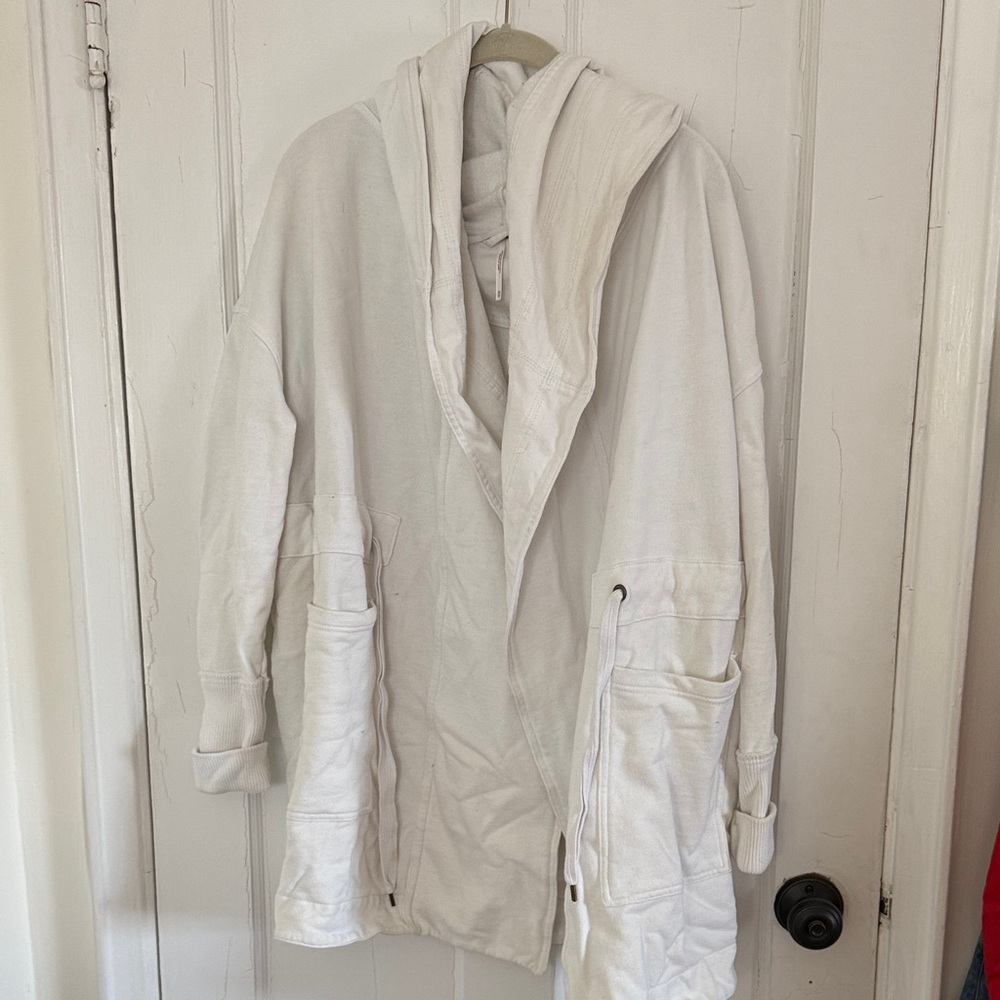 Free People Off-White Hooded Coat